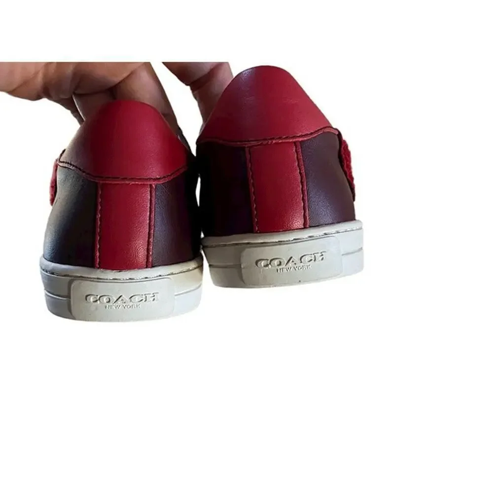 Coach CitySole Patchwork Red Star Patch Black Leather Sneaker Women's 5B Low Top
